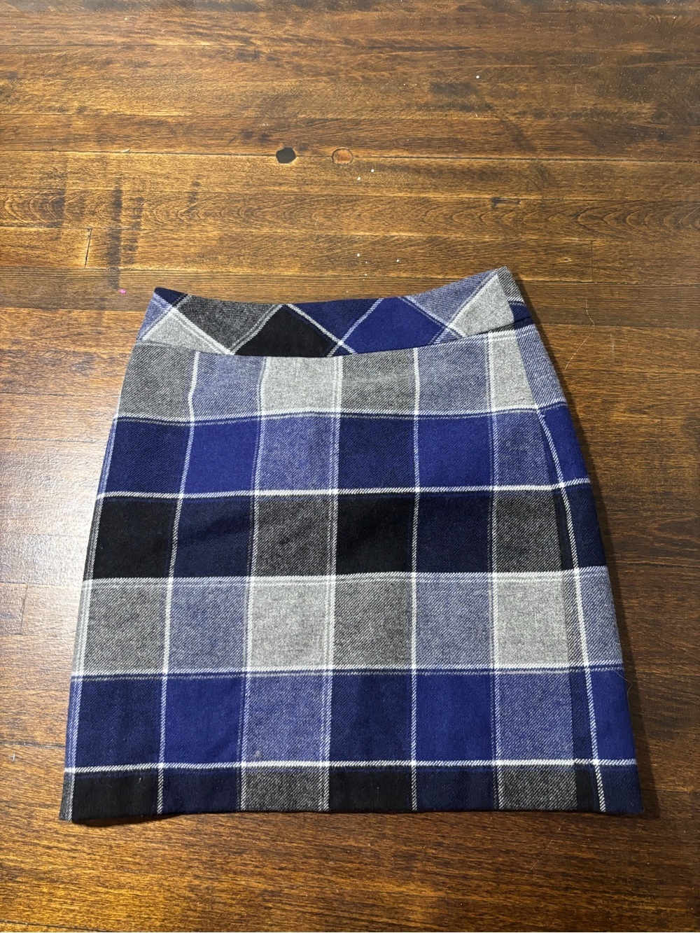 Talbots Navy and Gray Plaid Mini Skirt